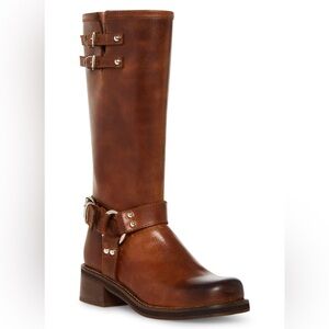 STEVE MADDEN Bryanna Leather Moto Boot In Brown NWOB Size 8